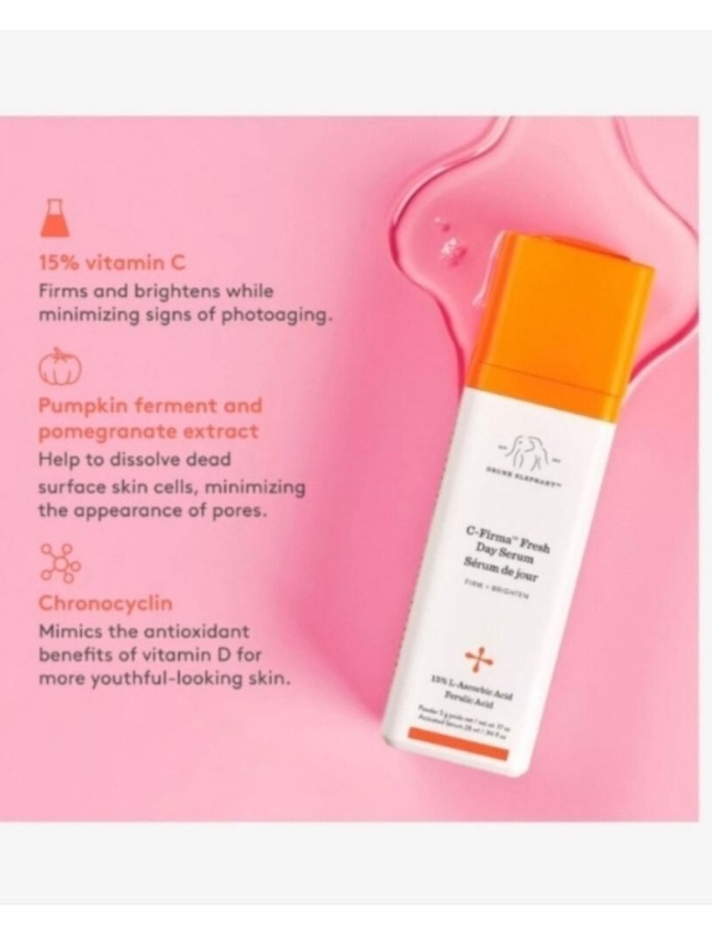 NIB Drunk Elephant C-Firma Fresh Day Serum Vitamin C